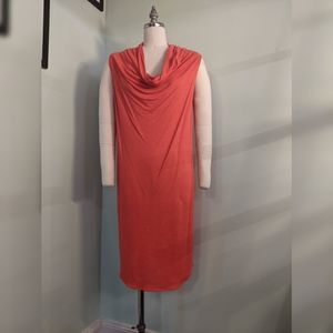 NWT Lacoste cowl draped knit jersey dress. Lovely coral color perfect for summer